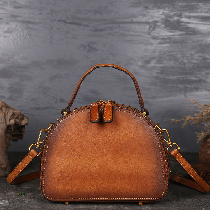 Vintage leather handbag multi-functional suede cowhide