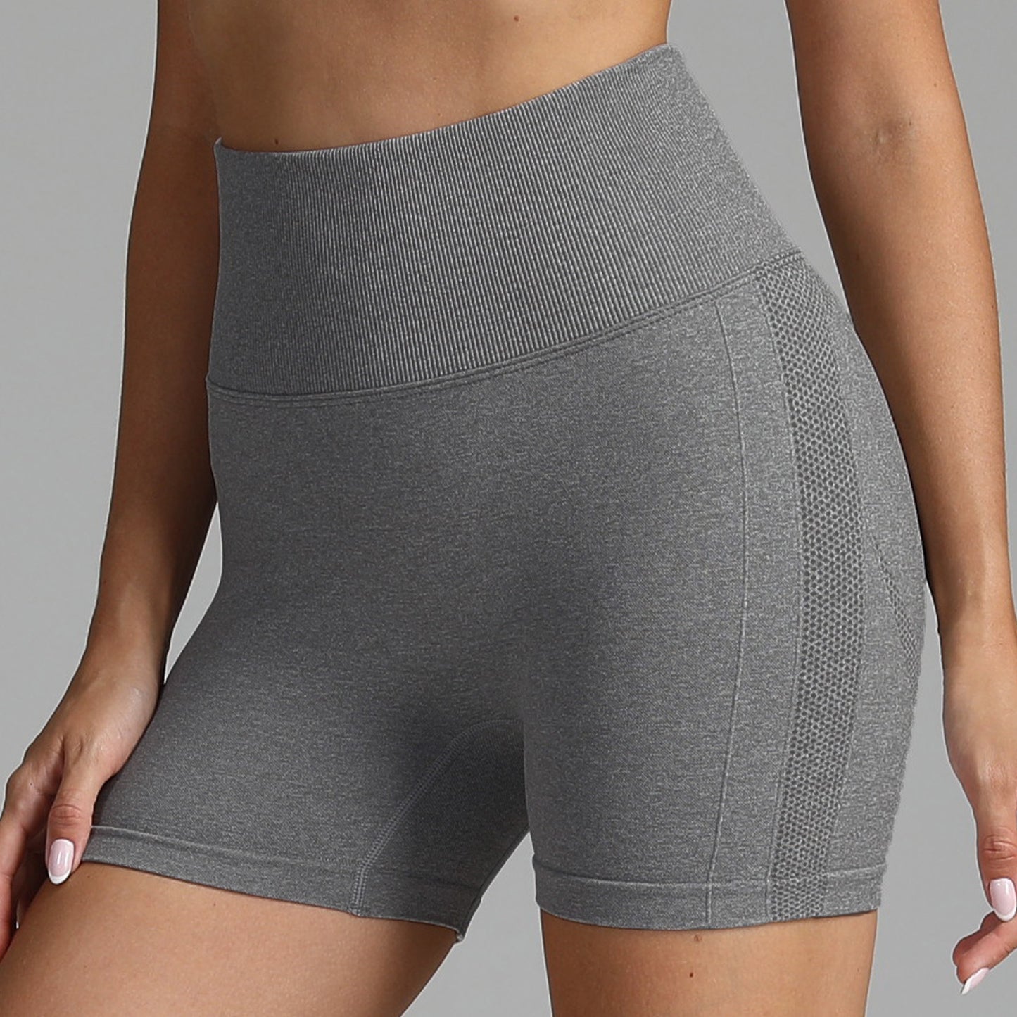 Short de yoga sans couture pour femme, couleur unie, taille haute, pantalon de fitness, de course à pied