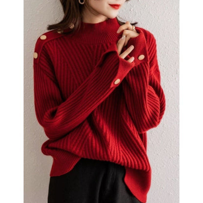 Autumn And Winter Japanese And Korean New Half Turtleneck Sweater Design Cuff Sweater For Women