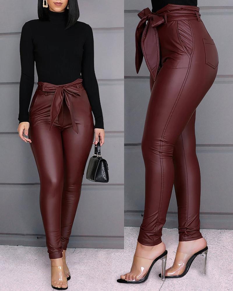 Pantalon en cuir PU décontracté à la mode