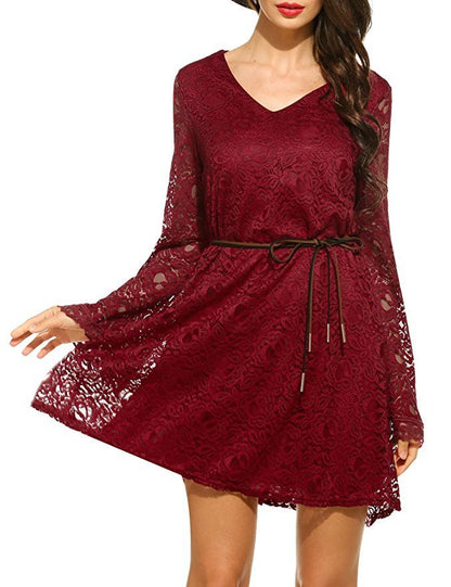 Elegant lace dress summer sexy V-neck large size dress