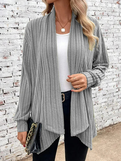 Scarf Collar Cardigan Long Sleeved Loose Knit Jacket