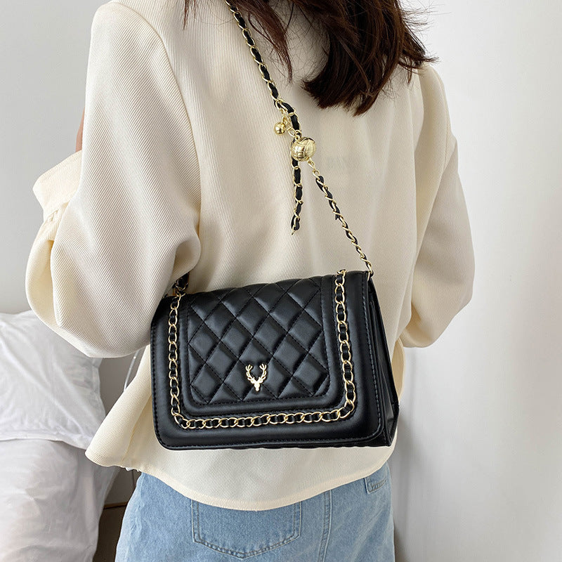 Rhombus Embroidery Line Small Square Temperament Wild Crossbody Bag