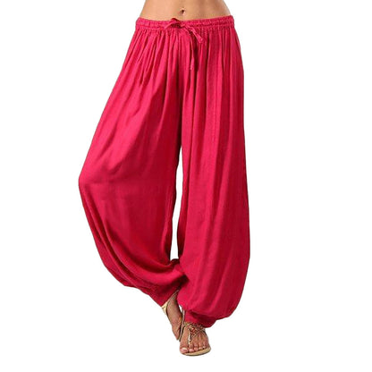 Solid Color Loose Large Size Elastic Band Wide-leg Pants