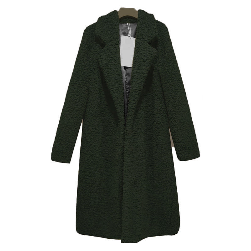 Herbst/Winter Schlanke Damen Revers Langarm Einfarbig Street Coat Kleidung