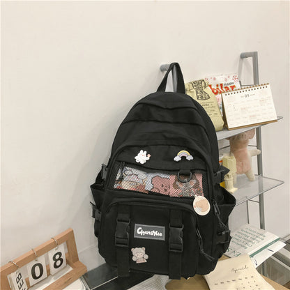 Cute Contrast Color Preppy Casual Nylon Backpack