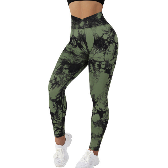 Leggings sans couture Tie Dye Pantalons de yoga pour femmes Push Up Sport Fitness Running Gym Leggings