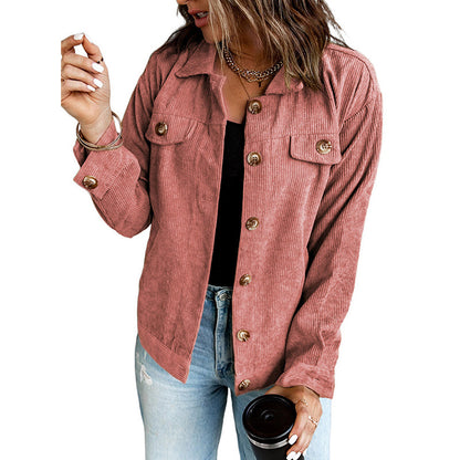 Casual Lapel Pocket Stitching Irregular Shirt Jacket