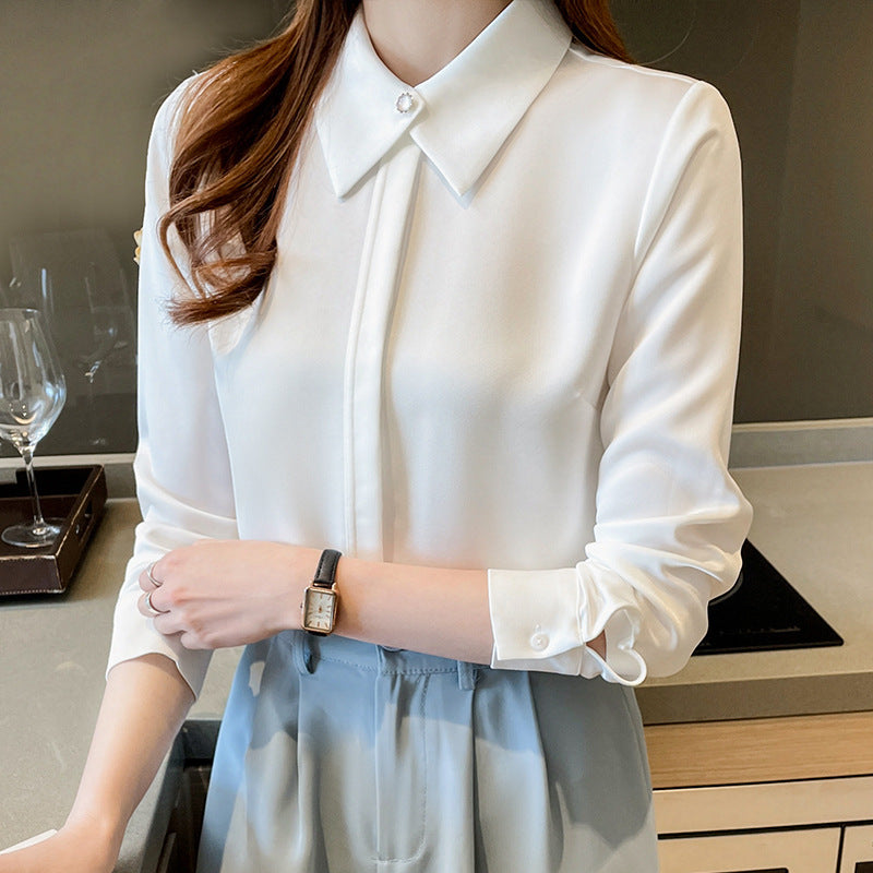 Business Chiffon Bluse Damen Langarm Tops Oberbekleidung