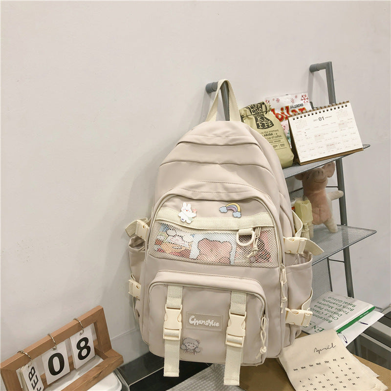 Cute Contrast Color Preppy Casual Nylon Backpack