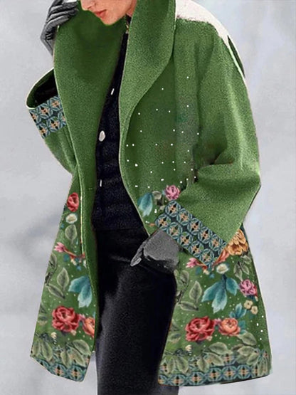 Green Collar Temperament College European And American Print Lapel Jacket