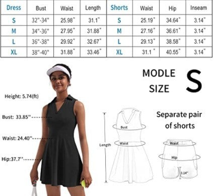 Women's Tennis Skirt With Built-in Shorts Dress