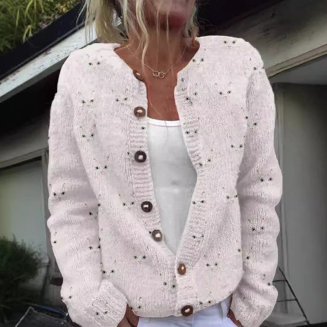 Cardigan tricoté à impression numérique 3D pour femme