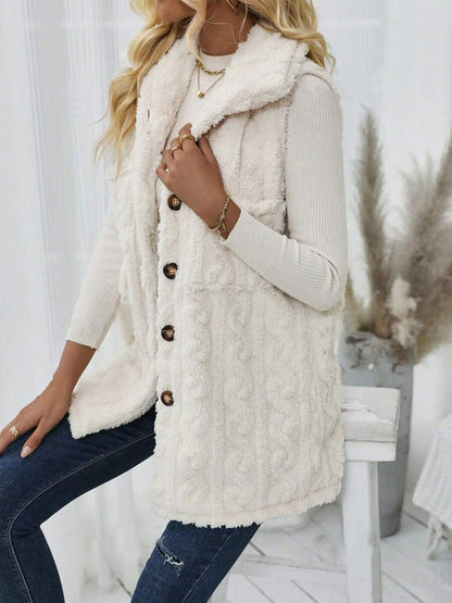 Double-sided Plush Pocket Cardigan Lapel Vest Casual Jacket