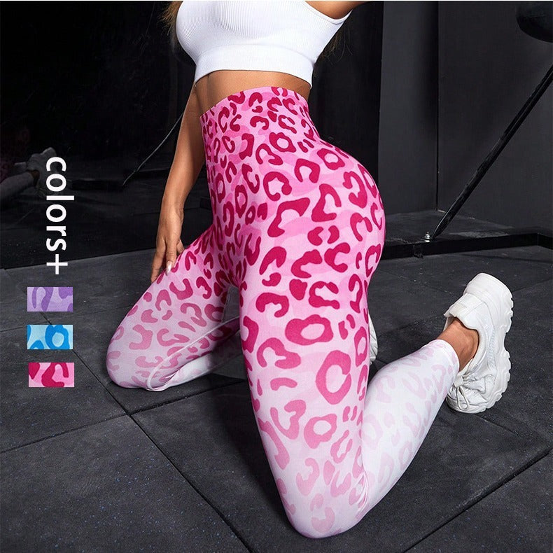 Seamless Cheetah Yoga Pants Tight High Waist Hip Lifting Female