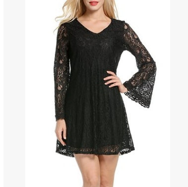 Elegant lace dress summer sexy V-neck large size dress