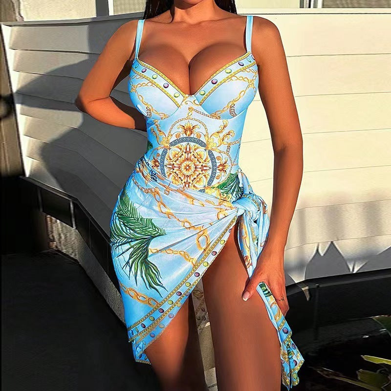 One-piece Two-piece Suit Printed Blouse Fashion Slim Bikini