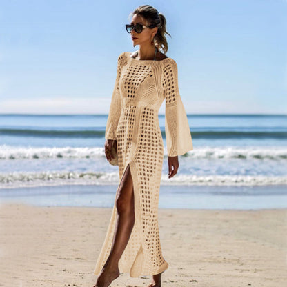 Knitted trumpet sleeve beach skirt