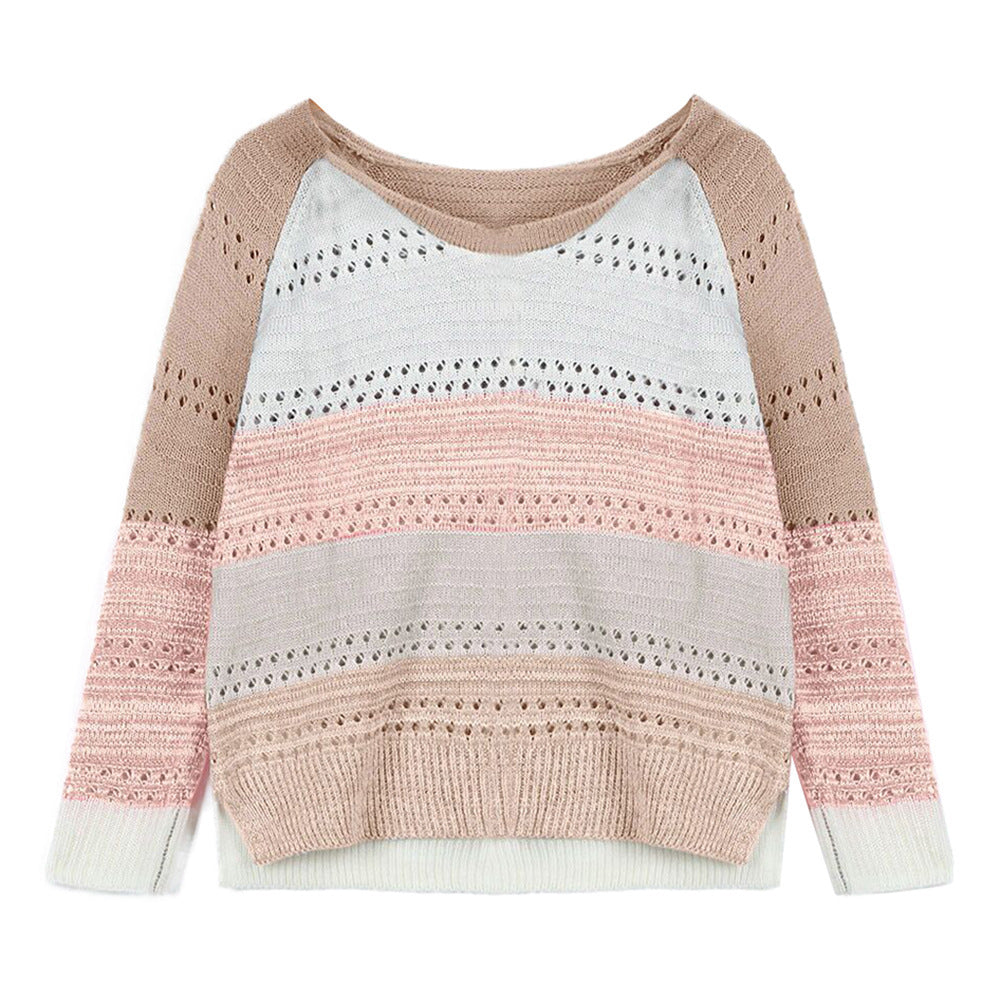 Pull à manches longues pour femme, haut en laine de couleur assortie