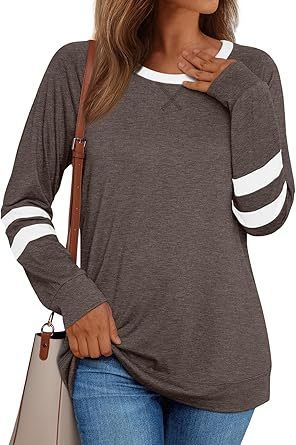 Women's Long-sleeved Shirt Hot Girl Casual Round Neck Multicolor Top