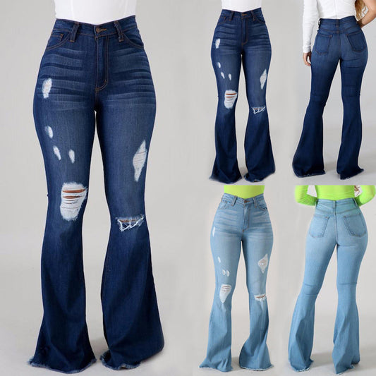 Modische Damen-Jeans mit schmaler Passform und zerrissenem Gesäß