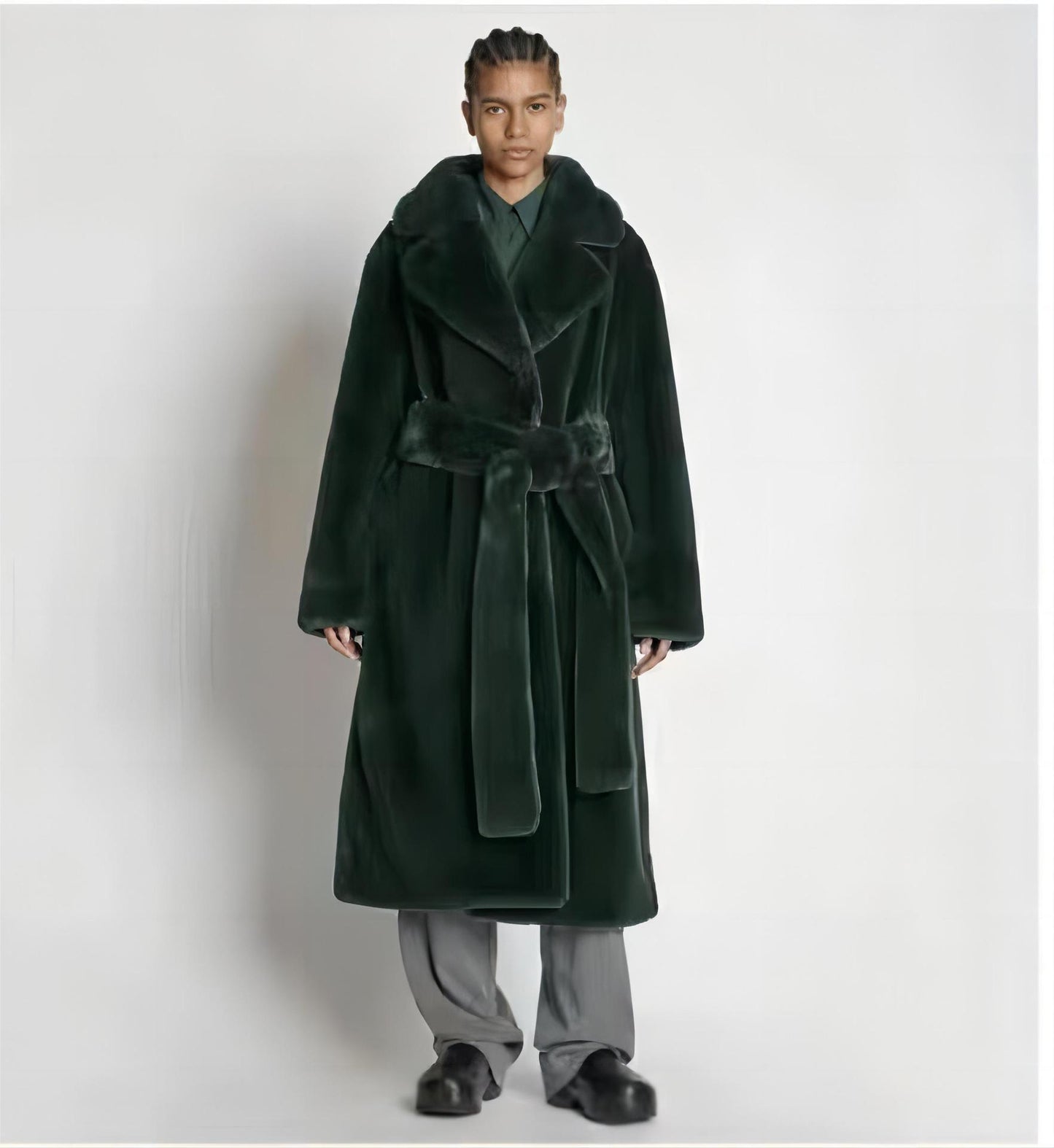 Manteau en fourrure artificielle, manteau de costume, manteau en coton, section longue épaissie, trench-coat en peluche