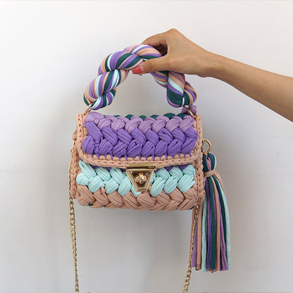 Pure Handmade Cloth Strip Bag Rainbow