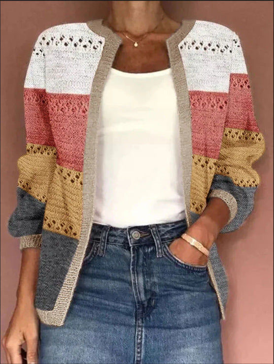 Cardigan ajouré de couleur assortie pour femme