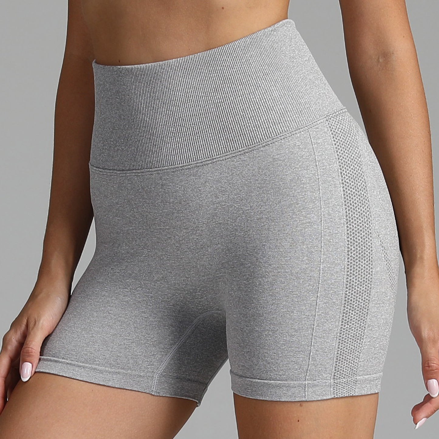 Short de yoga sans couture pour femme, couleur unie, taille haute, pantalon de fitness, de course à pied