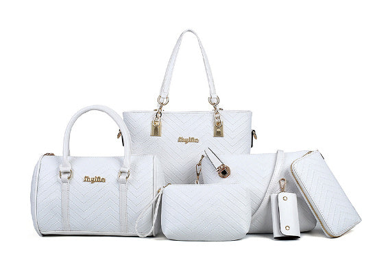 Fashionable And Trendy Embossed Six Piece Set Mother Bag