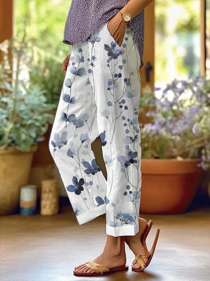 European And American Fashion Casual Flower Pattern Floral Print Casual Jumpsuit