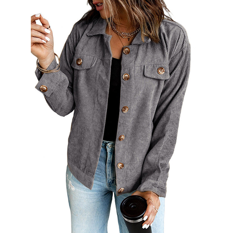 Casual Lapel Pocket Stitching Irregular Shirt Jacket