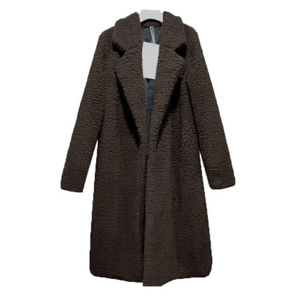 Herbst/Winter Schlanke Damen Revers Langarm Einfarbig Street Coat Kleidung