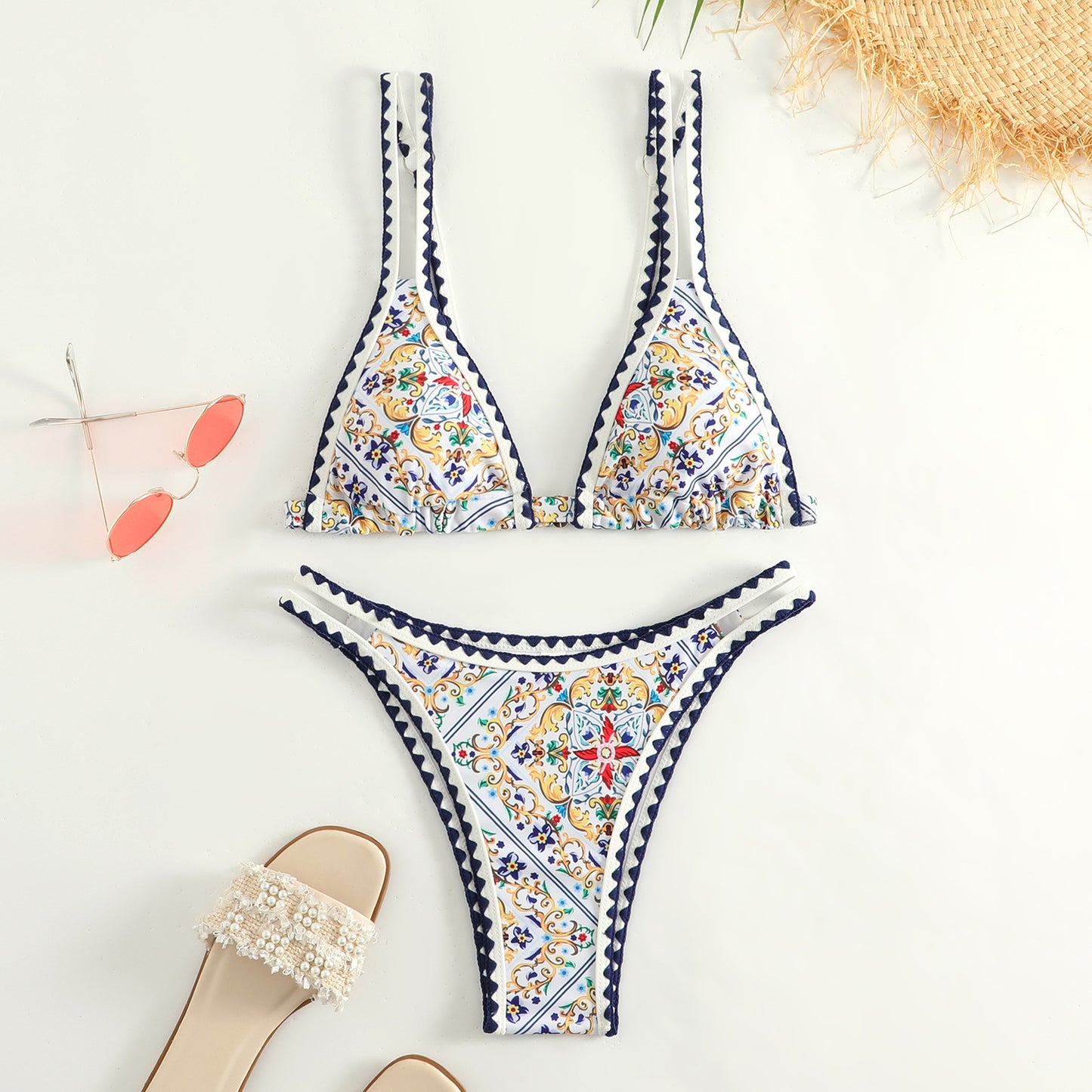 Maillot de bain bikini fendu imprimé mode femme