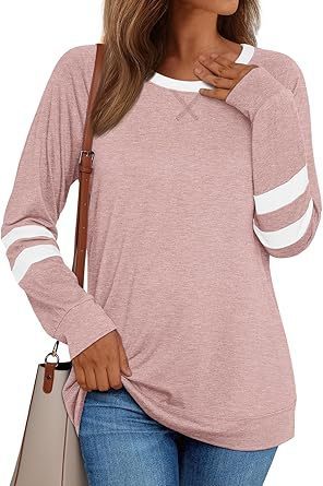 Women's Long-sleeved Shirt Hot Girl Casual Round Neck Multicolor Top