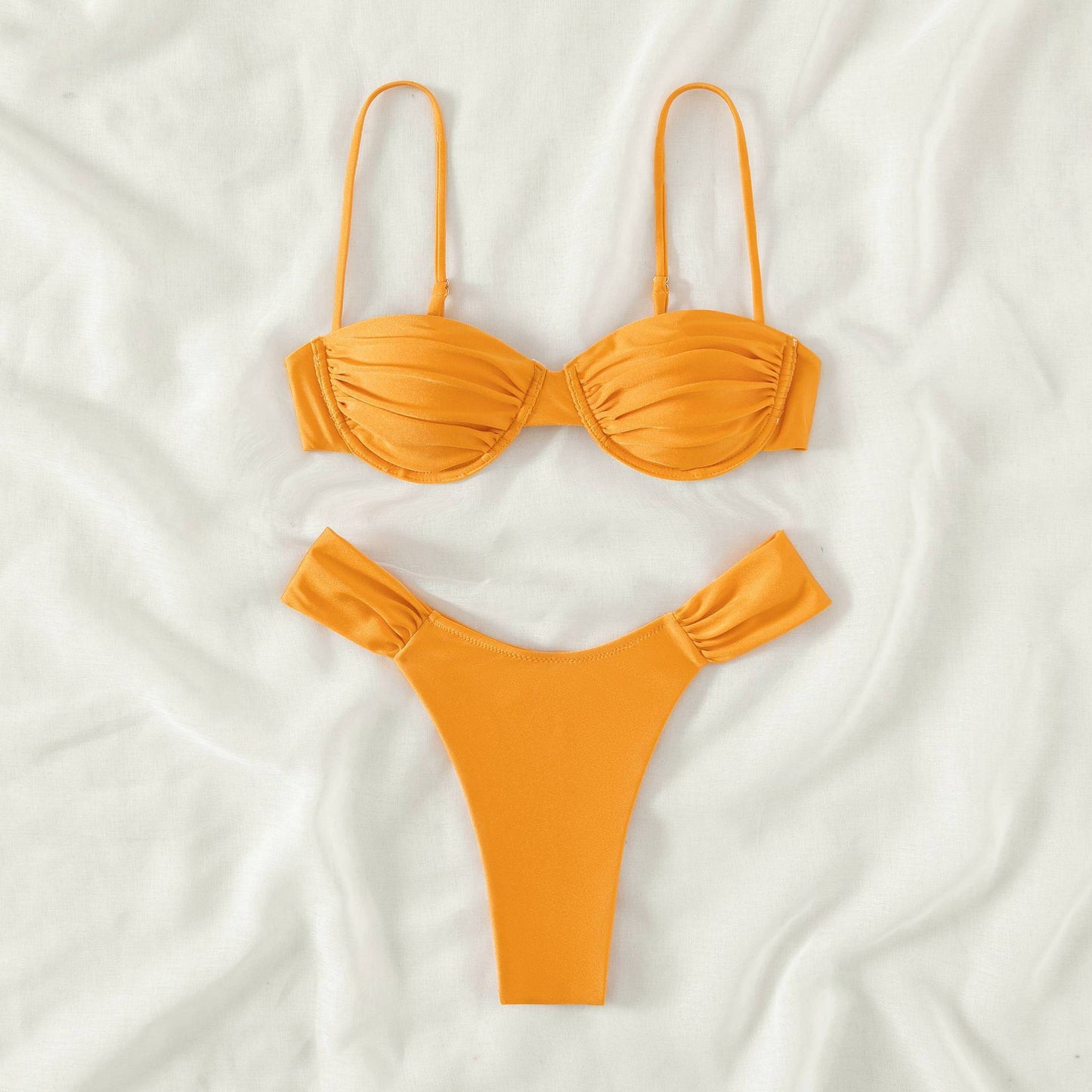 Maillot de bain deux pièces en nylon de couleur unie pour femme