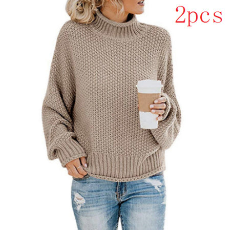 Cardigan Thick Thread Turtleneck Pullover