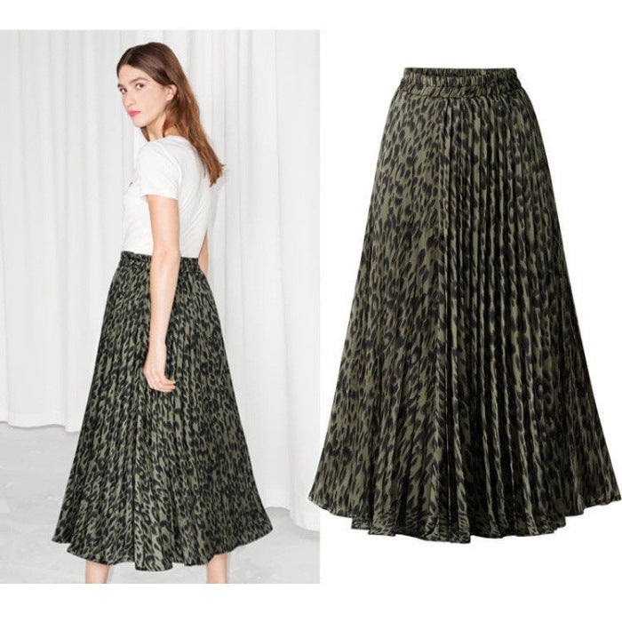 Loose Pleated Skirt With Elastic Waist