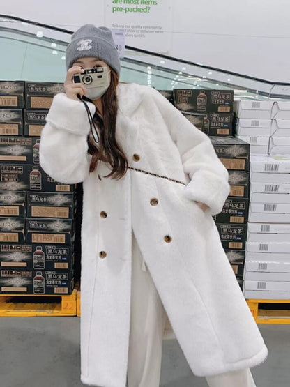 Artificial Mink Fur Fur And Leather Overcoat Female Long Thickened