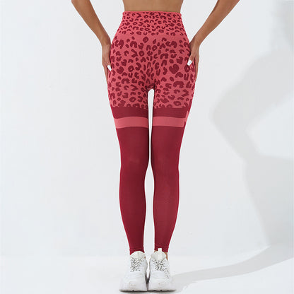 Pantalon de fitness imprimé léopard pour femmes, taille haute, levage des fesses, leggings sans couture, élastique, course à pied, entraînement, yoga, tenues de sport, vêtements