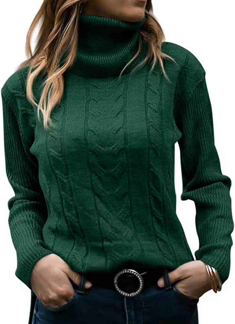 Solid Color Turtleneck Sweater Retro Long Sleeve Sweater