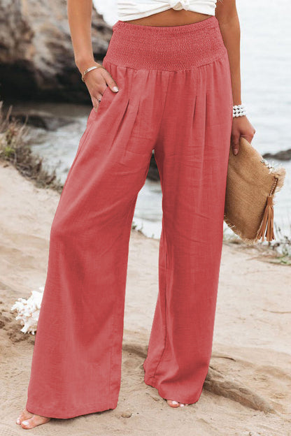 Women's Pants Casual Wide Leg Cotton Linen Loose Trousers