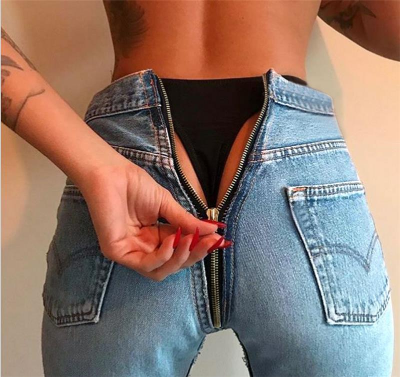 Jean skinny zippé au dos pour femme