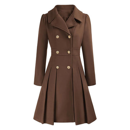 Damen Windjacke Revers Zweireihig Tasche A-Linie Pea Coat