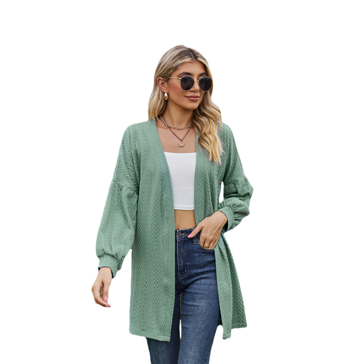 Cardigan ample à manches longues et couleur unie pour femme