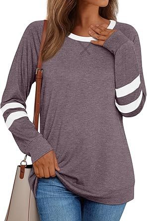 Women's Long-sleeved Shirt Hot Girl Casual Round Neck Multicolor Top