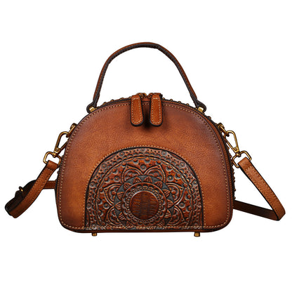 Vintage leather handbag multi-functional suede cowhide