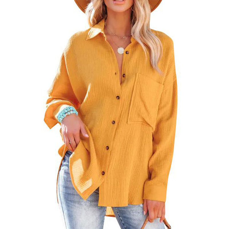 Women's Dropped Shoulder Bat Shirt Casual Long Sleeve Shirt