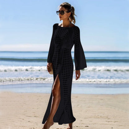 Knitted trumpet sleeve beach skirt