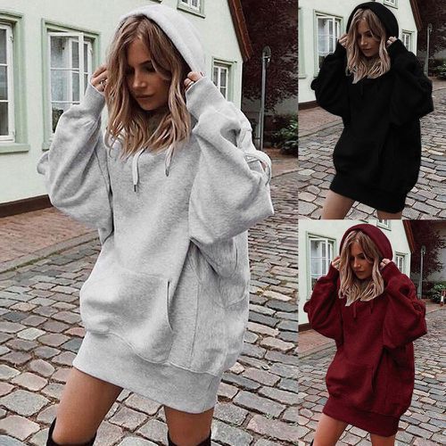 Women's hooded loose long sleeve thick sweater